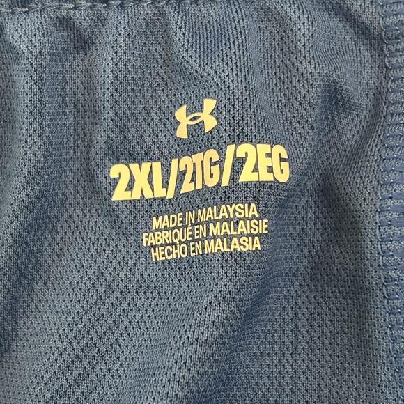 Under Armour Women's UA Play Up 3.0 Athletic Shorts Loose Size 2XL Blue/Green - Picture 3 of 4